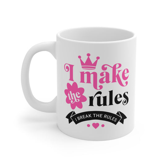 Rule Maker, Rule Breaker 11oz Mug – Bold Ceramic Coffee Mug with Stylish Design (White)