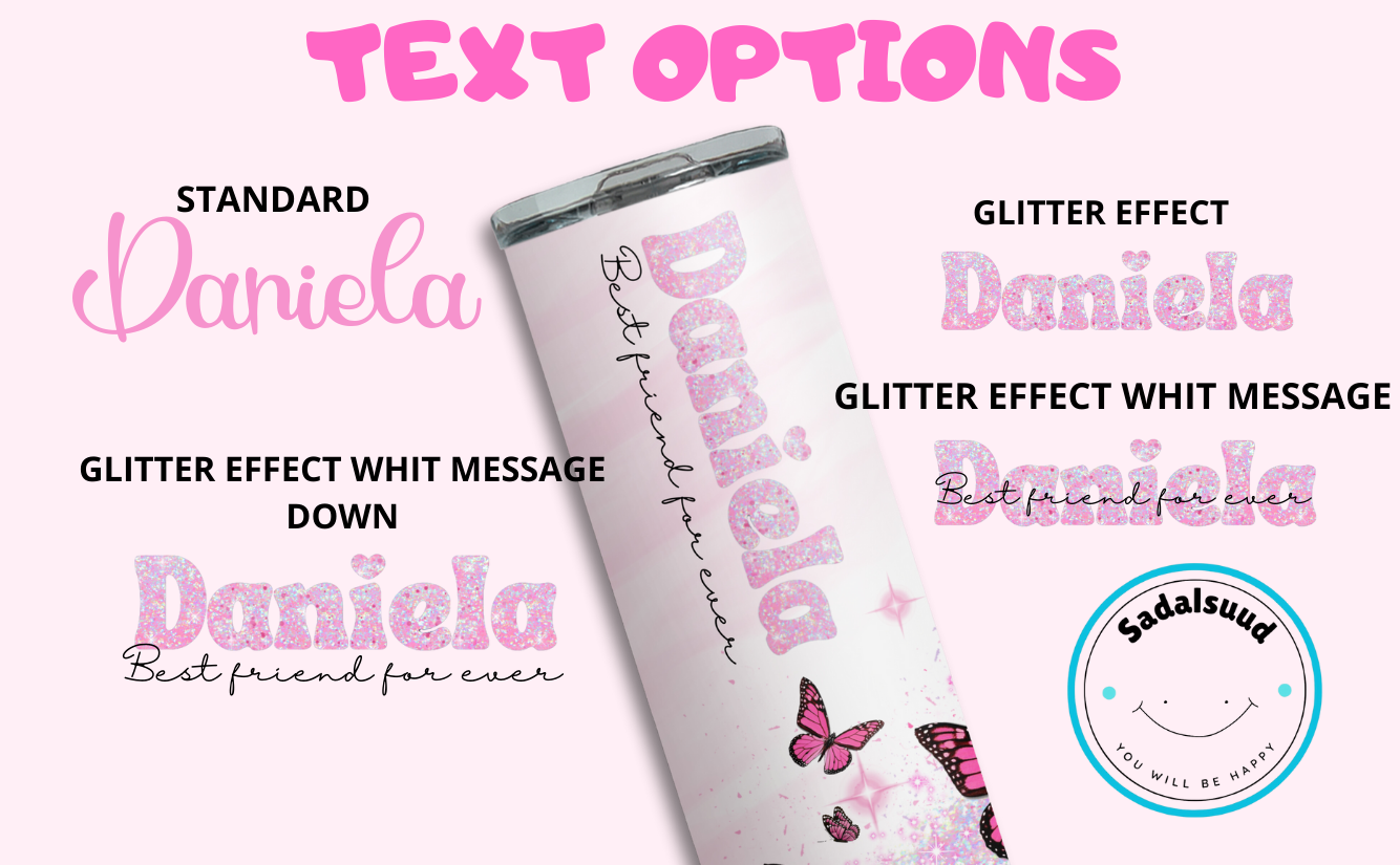 Personalized Tumblers with Names 20oz with lid and straw ( Glitter Effect )