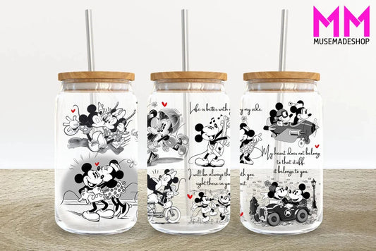 Fun Cartoon 16 oz Glass Can Tumbler – Colorful Character Drinkware