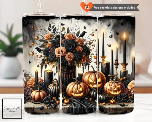 Gothic Fall Pumpkin 20oz Tumbler 🎃🖤 – Elegant Autumn Drinkware