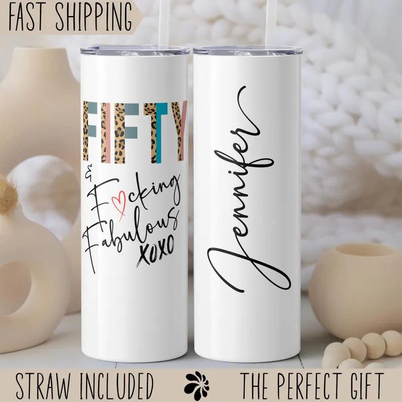 50th Birthday Tumbler for Women – Personalized Gift with Name