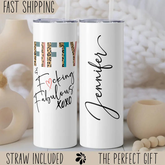 50th Birthday Tumbler for Women – Personalized Gift with Name