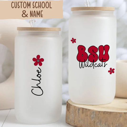 Custom College Iced Coffee Glass – Personalized Cup with Name