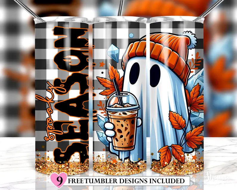 Spooky Ghosts Tumbler – 20 oz Halloween Skinny Cup 👻🎃