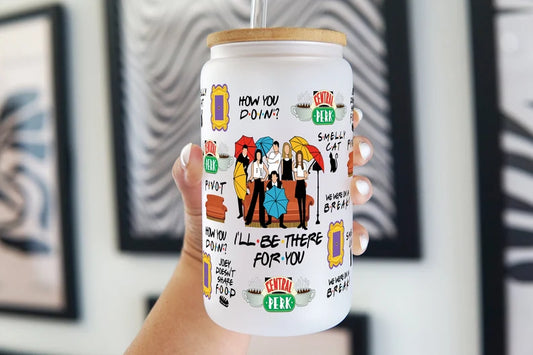 Friend Glass Can Cup – 16oz Iced Coffee Cup with Lid & Straw