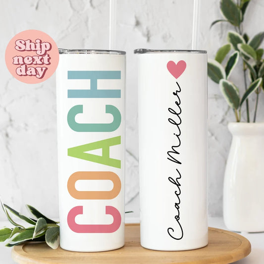 Personalized Trainer Tumbler – 20oz Custom Fitness Cup with Name & Motivational Quote