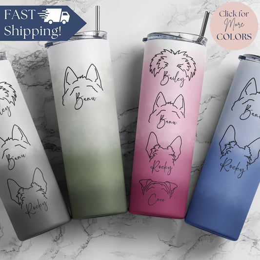 Custom Dog Mom Tumbler – Personalized 40oz Tumbler with Dog Face & Name