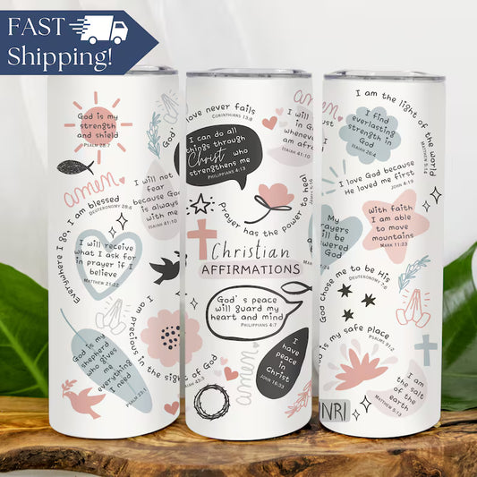 Bible Affirmations Tumbler – Inspirational Christian Gift with Scripture Verses