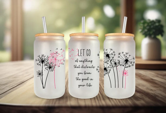 Whimsical Floral Glass Can Tumbler – 16oz Bloom Cup
