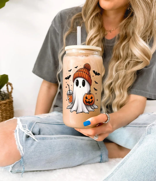 Personalized Halloween Ghost Glass Cup – Custom Spooky Cup