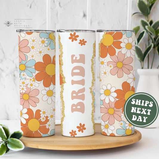 Retro Bride Tumbler – Cute Personalized Bachelorette Gift for Future Mrs.