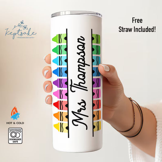 Personalized Teacher Tumbler – Custom 20oz Gift with Name & Colorful Design