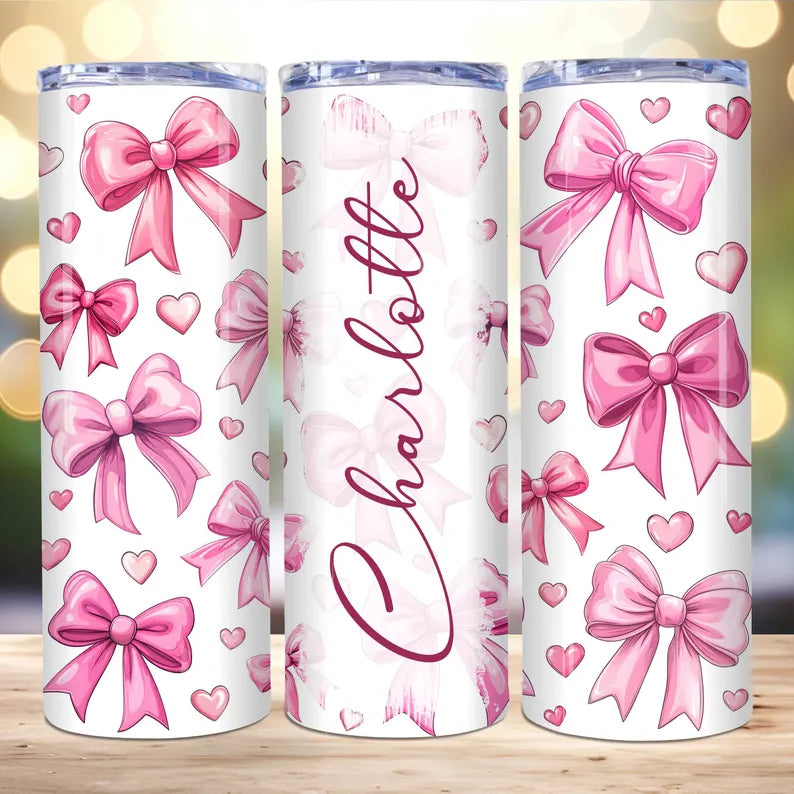 Vintage Coquette Bow Tumbler – 20oz Skinny Cup 💖