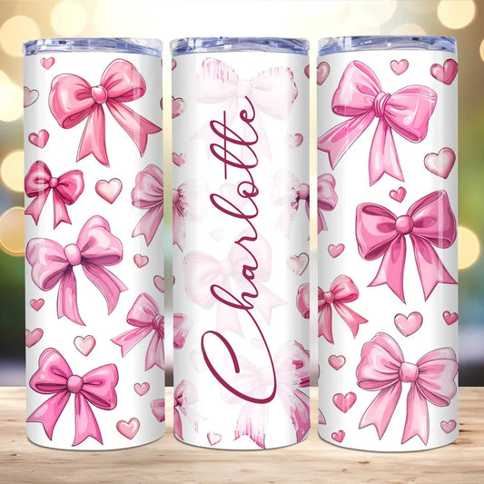Vintage Coquette Bow Tumbler – 20oz Skinny Cup 💖