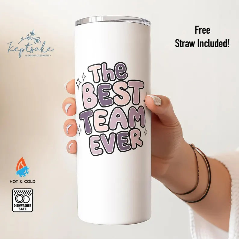 Personalized “Best Team Ever” Tumbler – Custom Office Gift with Name & Role