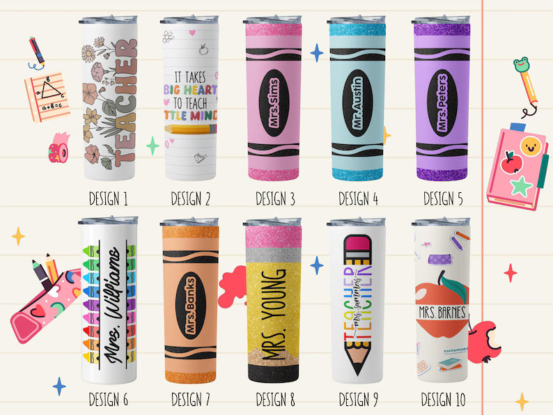 Custom Teacher Tumbler – Personalized 20oz Cup with Name