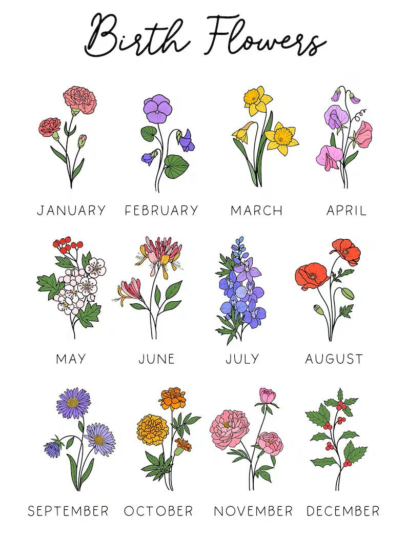 Birth Flower Glass Cup – Personalized 16oz with Name & Lid