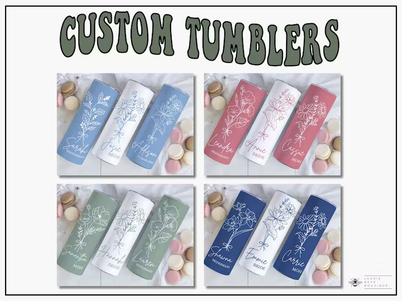 Custom Birth Flower Tumbler – Personalized 20oz Skinny Cup