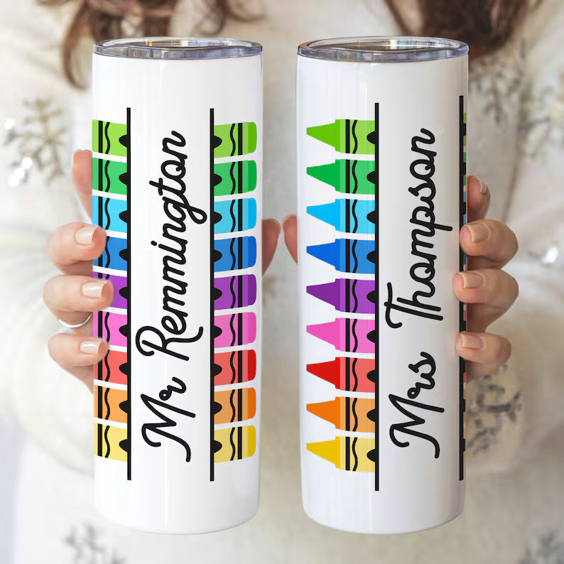 Personalized Teacher Tumbler – Custom 20oz Gift with Name & Colorful Design