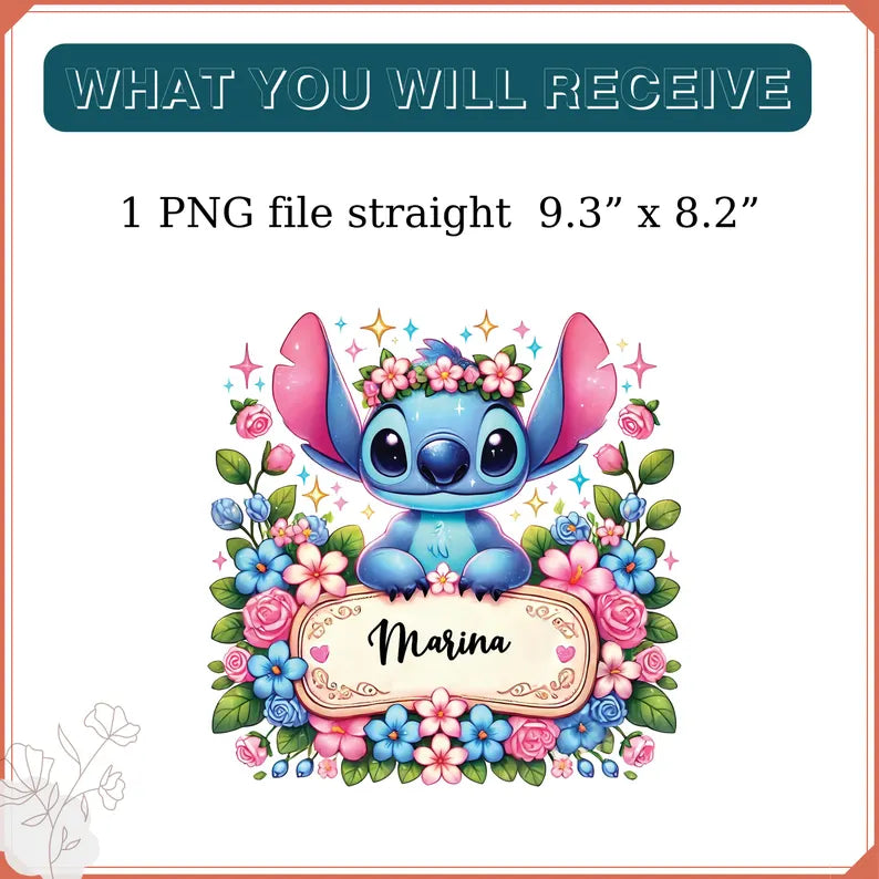 Personalized Stitch Floral Tumbler – 20oz Cute Magic Cup with Name