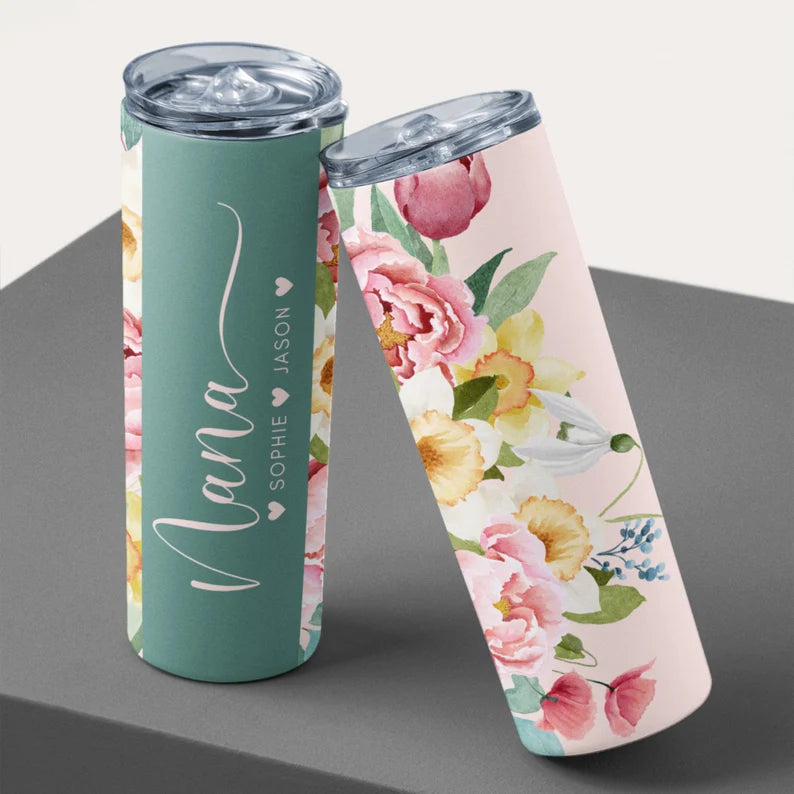 Personalized Grandma Tumbler with Grandkids' Names – Custom Mother’s Day Gift