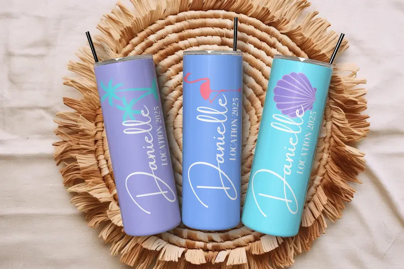 Minimalist Custom Vacation Tumbler – Personalized Travel Cup