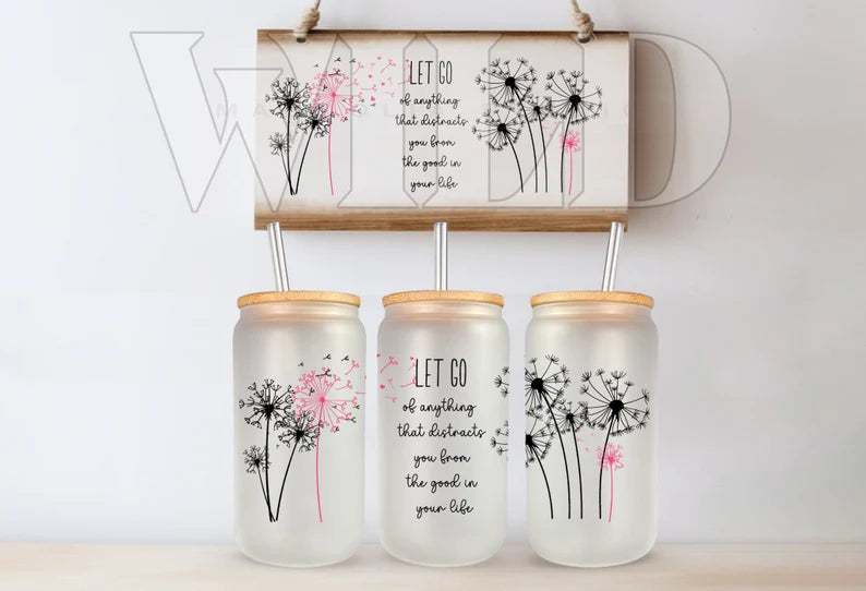 Whimsical Floral Glass Can Tumbler – 16oz Bloom Cup