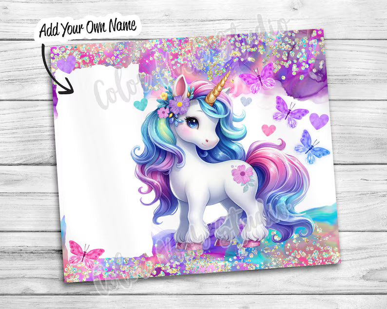 Custom Unicorn 20oz Skinny Tumbler – Personalized Cup with Name 🦄