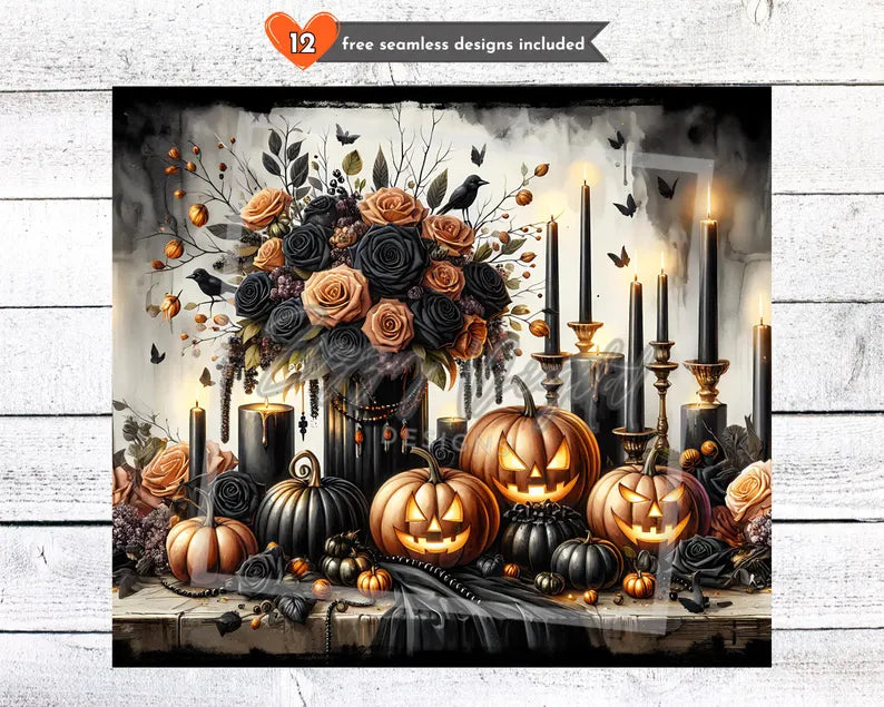 Gothic Fall Pumpkin 20oz Tumbler 🎃🖤 – Elegant Autumn Drinkware