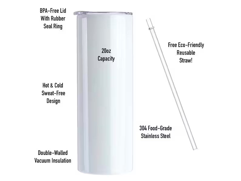 Personalized Birth Flower Skinny Tumbler – Custom Name 20oz Floral Cup