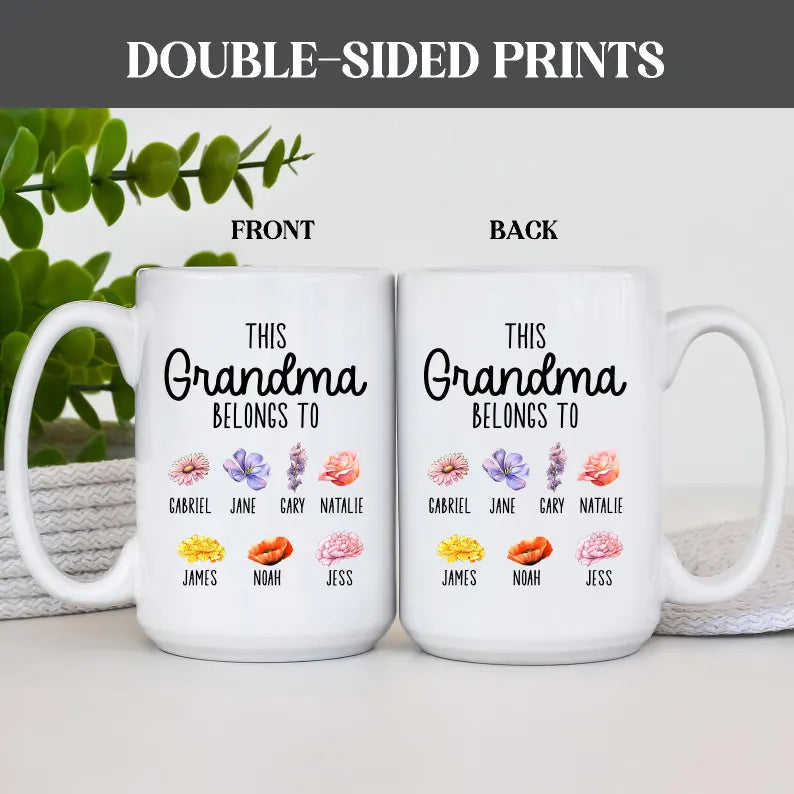Grandma Heart Mug – Personalized Coffee Cup for Grandma