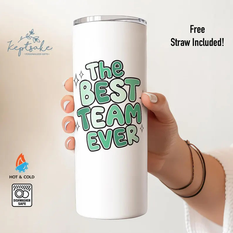 Personalized “Best Team Ever” Tumbler – Custom Office Gift with Name & Role