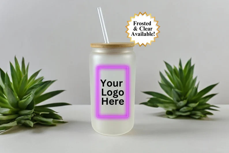 Custom Corporate Logo Glass Cup – Personalized Iced Coffee Cup