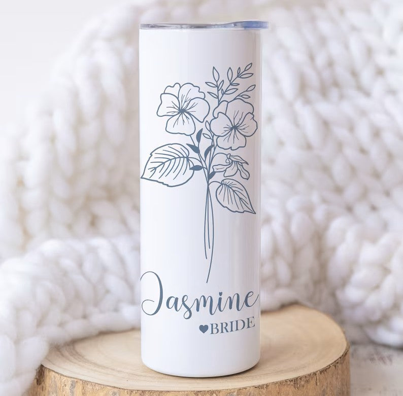 Personalized Birth Flower Tumbler with Name – Unique 20oz Custom Cup