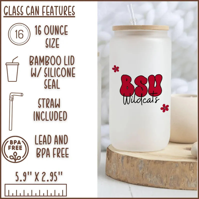 Custom College Iced Coffee Glass – Personalized Cup with Name