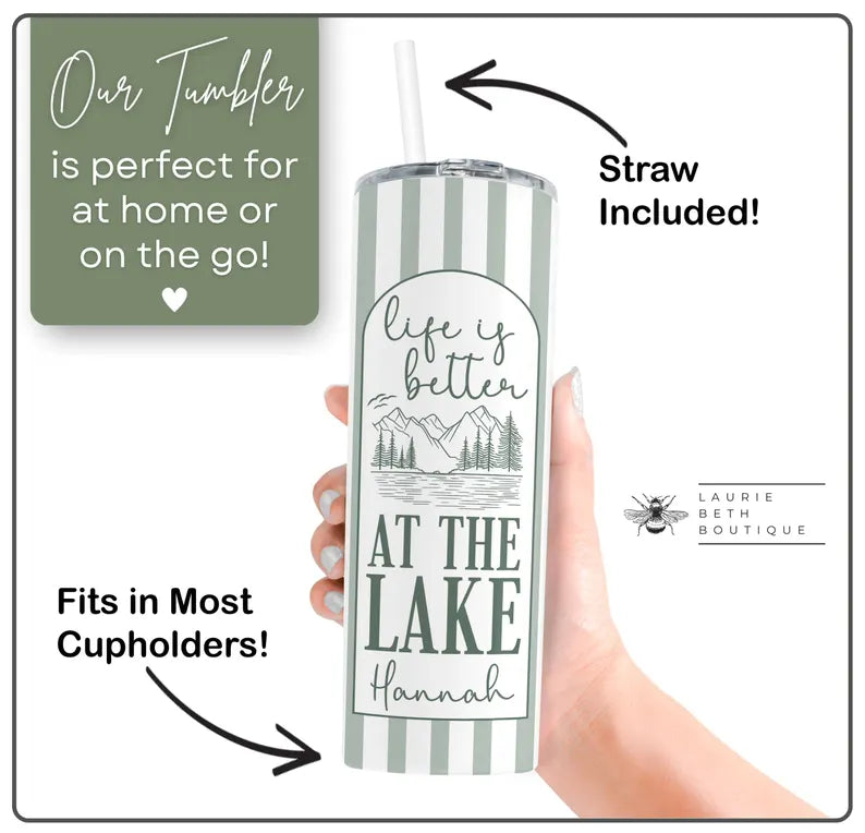 Custom Lake Tumbler – Personalized Lake Life Cup with Name