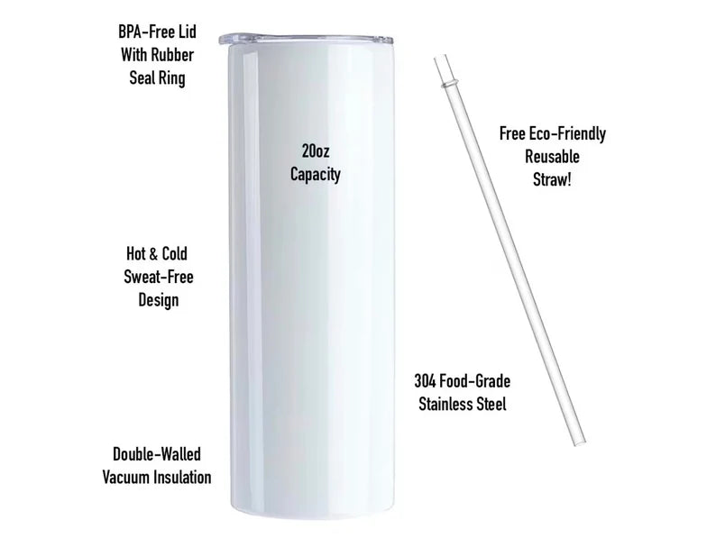 Personalized Slim Tumbler with Birth Flower & Name – 20oz Elegant Custom Cup