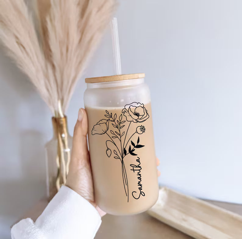 Birth Flower Glass – Personalized Gift for Her