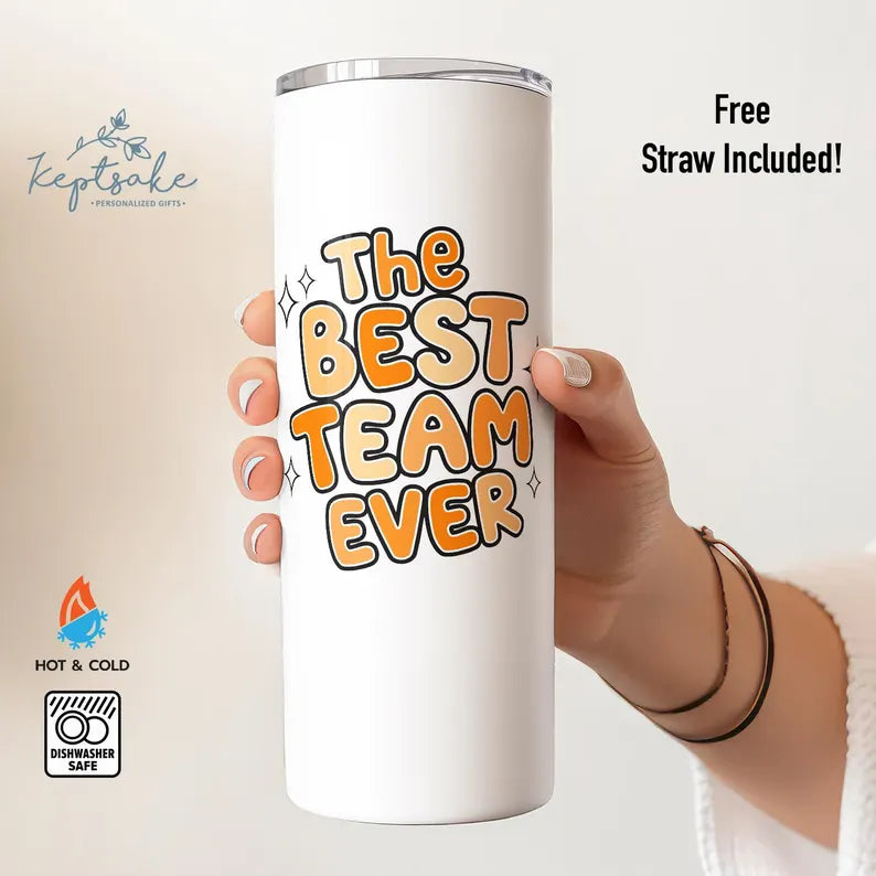 Personalized “Best Team Ever” Tumbler – Custom Office Gift with Name & Role