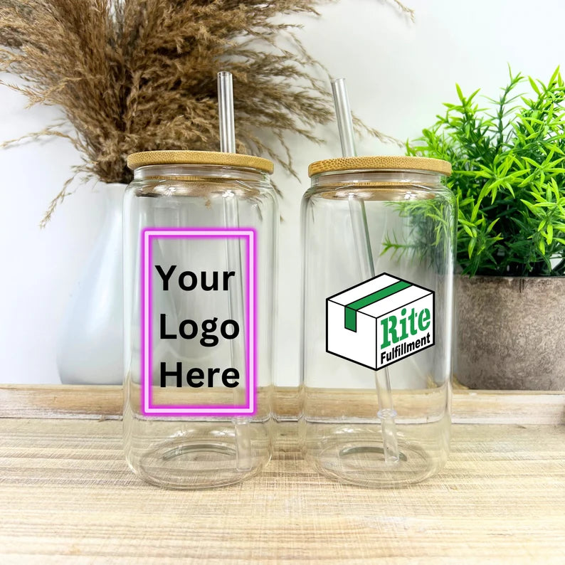 Custom Corporate Logo Glass Cup – Personalized Iced Coffee Cup
