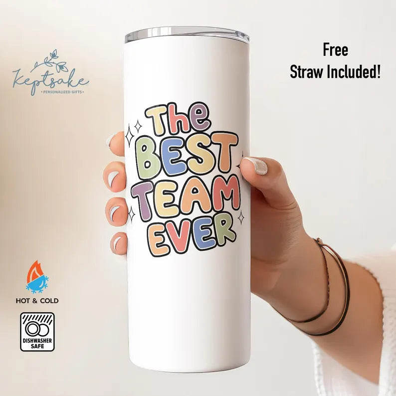Personalized “Best Team Ever” Tumbler – Custom Office Gift with Name & Role