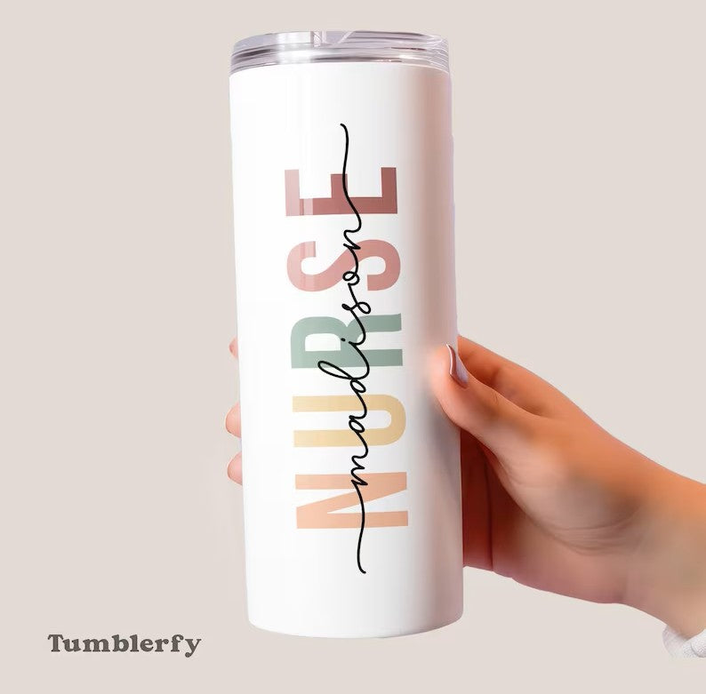 Personalized Nurse Tumbler – 20oz Custom Cup with Name & Inspirational Quote