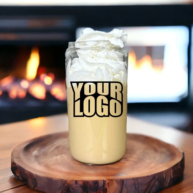 Custom Corporate Logo Glass Cup – Personalized Iced Coffee Cup