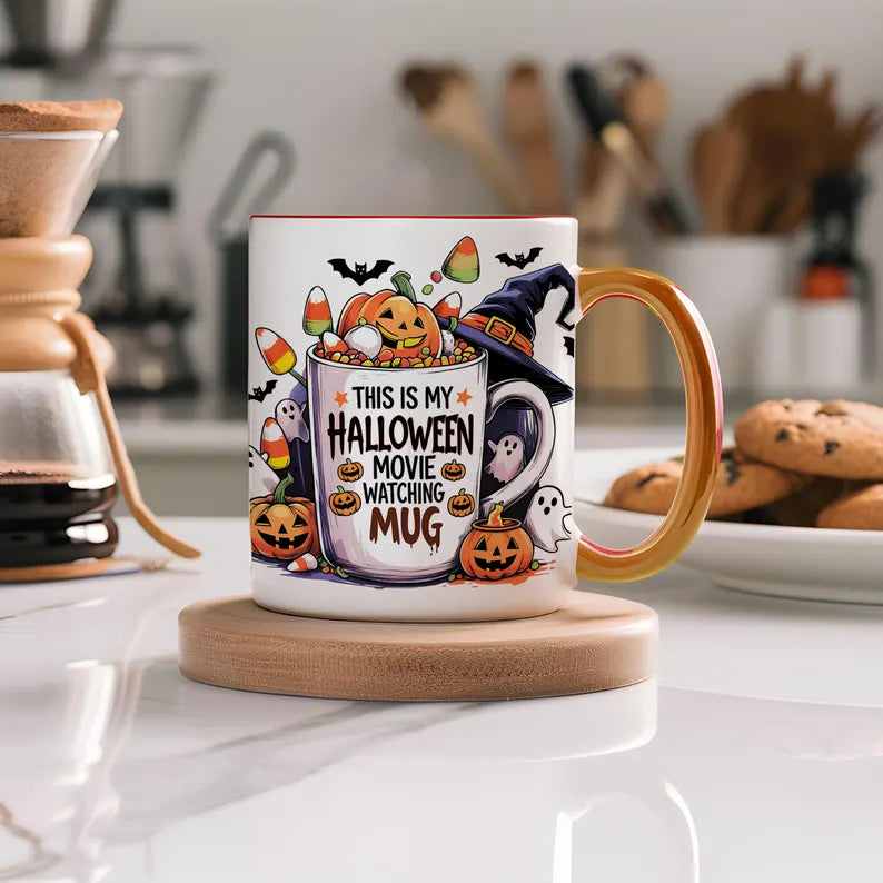 This Is My Halloween Movie Watching Mug – 11 oz Spooky Ceramic Coffee Cup