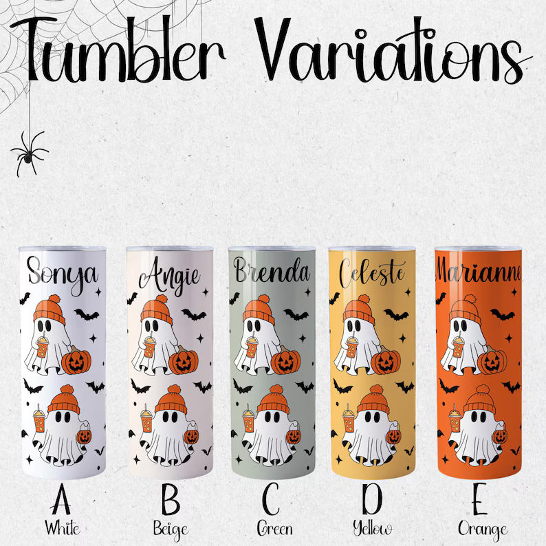 Personalized Halloween Ghost Tumbler – Cute Custom Cup for Spooky Season & Ghost Lovers