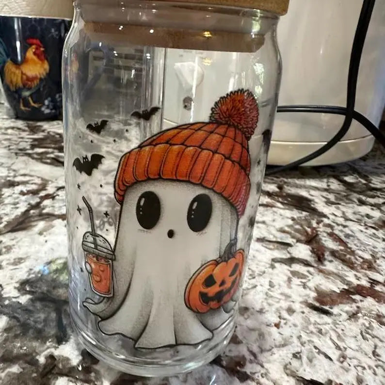 Personalized Halloween Ghost Glass Cup – Custom Spooky Cup