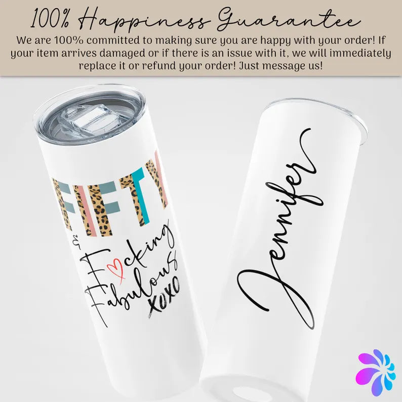 50th Birthday Tumbler for Women – Personalized Gift with Name