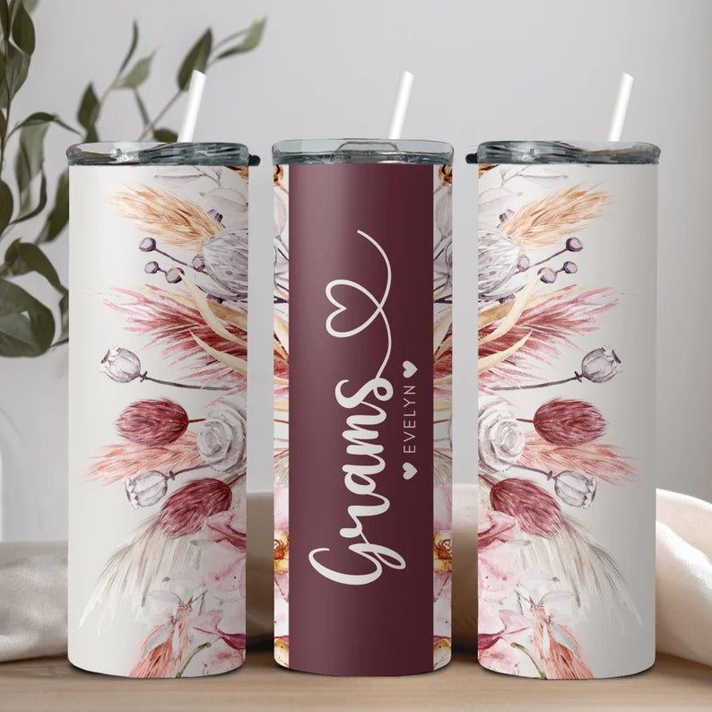 Personalized Grandma Tumbler with Grandkids' Names – Custom Mother’s Day Gift