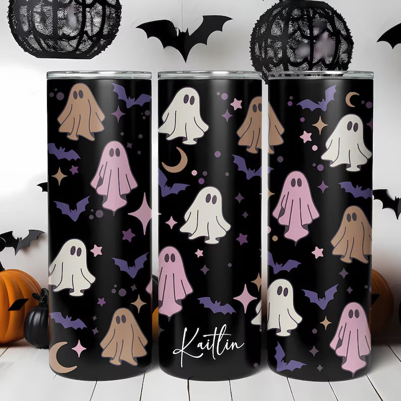 Personalized Halloween Ghost Tumbler – 20oz Custom Name Cup
