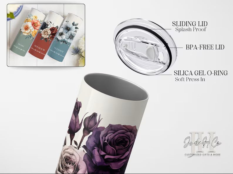 Personalized Grandma Tumbler – 20oz Custom Cup with Names